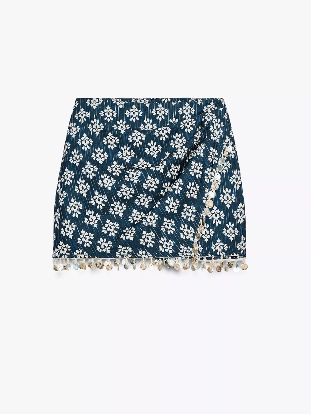 Beaded printed skort